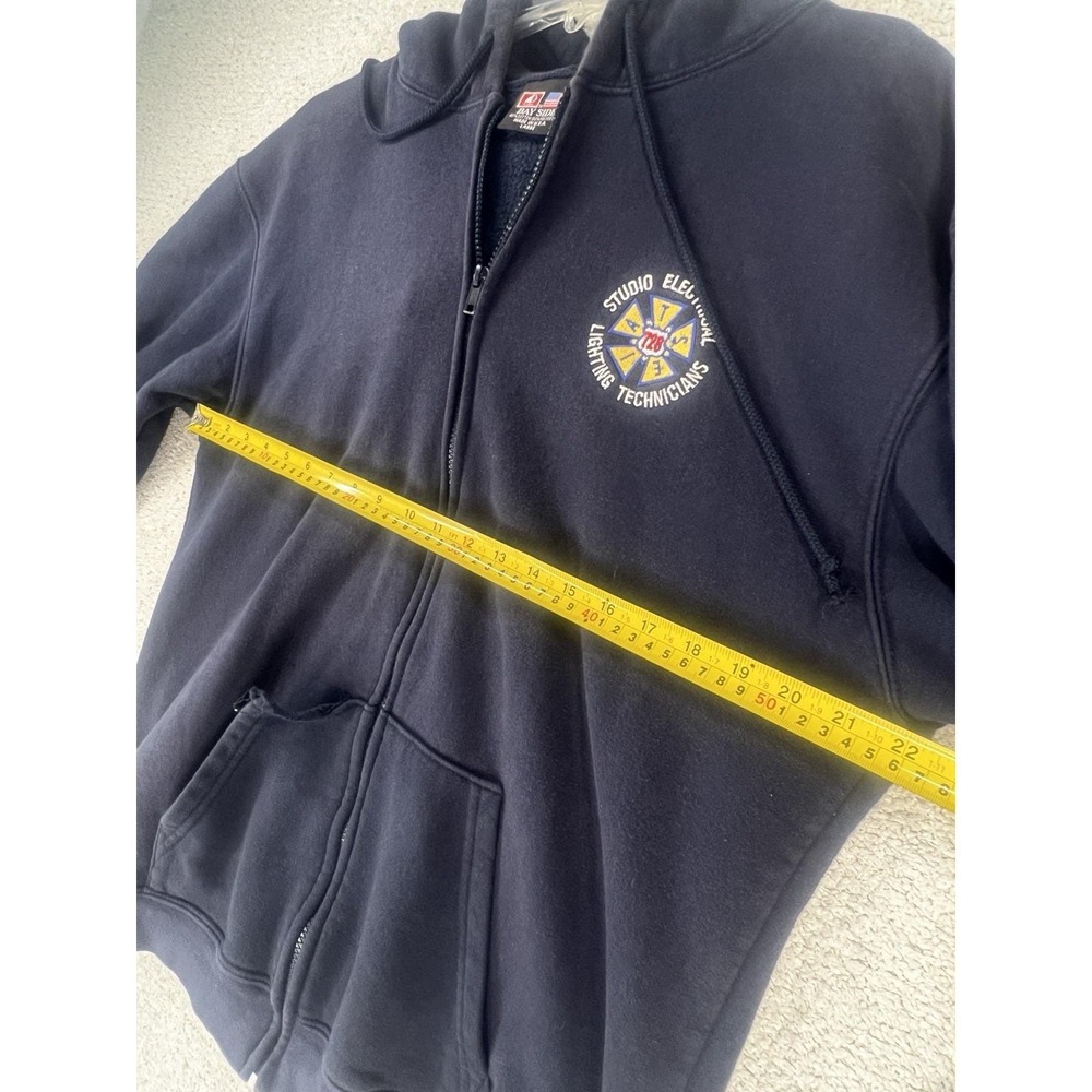 Bayside Hoodie Mens L IATSE Local 728 Studio Lighting Navy Full Zip USA Workwear - Picture 14 of 16